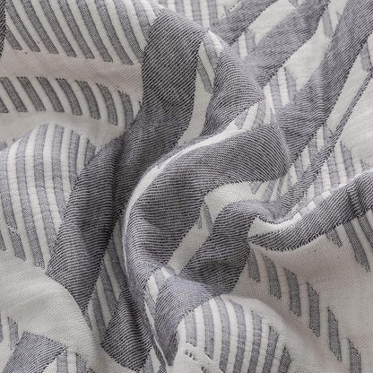 NTBAY 3 Layers Cotton Muslin 68x92 Twin Bed Blanket, Super Soft Breathable Thermal Yarn Dyed Quilt for Adults, Perfect Lightweight Blanket for Couch Sofa Bed All Seasons, Grey Wave