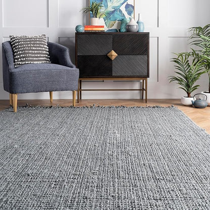 Nuloom Daniela Grey, 5' x 7'6", Handmade, Jute, Tassel, Soft and Textured, High Traffic, Stain Resistant, Easy Clean, Durable Area Rug for Bedroom, Living Room, Dining Space, Foyer, Entryway