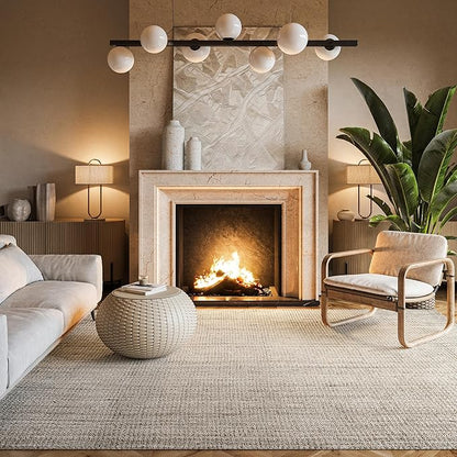 nuLOOM Ashli Solid Farmhouse Jute Area Rug, 6' Square, Off-white