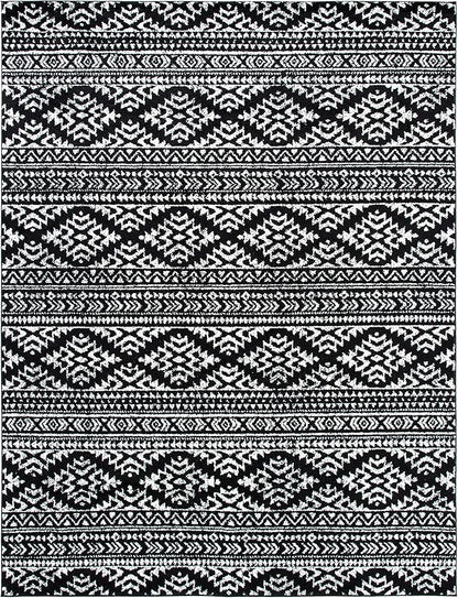 SAFAVIEH Area Rug 8x10 - Tulum Collection - Large - Black & Ivory, Moroccan Boho Tribal Design, Non-Shedding & Easy to Clean, Ideal for Living Room, Bedroom, Dining Space (TUL272Z)