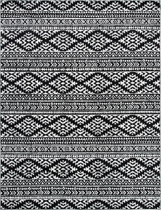 SAFAVIEH Area Rug 8x10 - Tulum Collection - Large - Black & Ivory, Moroccan Boho Tribal Design, Non-Shedding & Easy to Clean, Ideal for Living Room, Bedroom, Dining Space (TUL272Z)