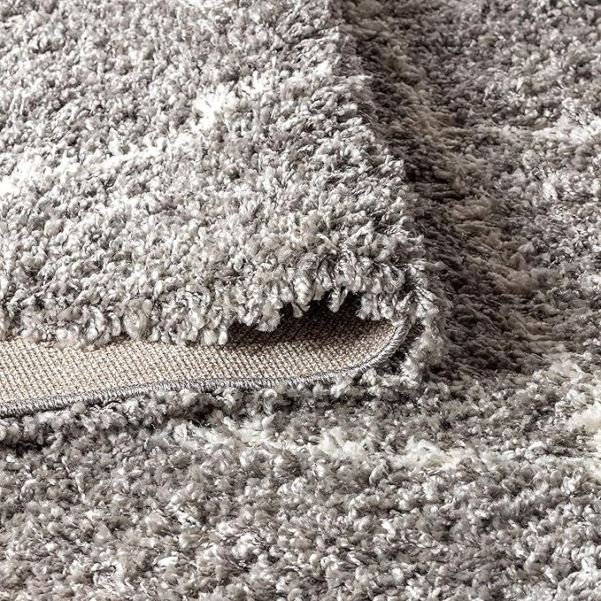 JONATHAN Y Mercer Shag Plush Tassel Gray/Ivory Runner Rug, 2x8, Moroccan Geometric Trellis, Easy-Cleaning for Living Room, Bedroom, Kitchen, Pet Friendly, Non-Shedding (MCR101C-28)