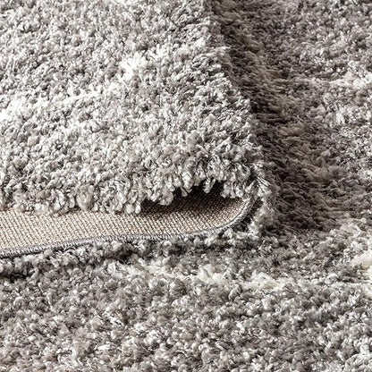 JONATHAN Y Mercer Shag Plush Tassel Gray/Ivory Runner Rug, 2x8, Moroccan Geometric Trellis, Easy-Cleaning for Living Room, Bedroom, Kitchen, Pet Friendly, Non-Shedding (MCR101C-28)