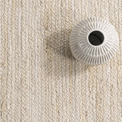 nuLOOM Oval 6x9 Rigo Jute Hand Woven Area Rug, Off White, Solid Farmhouse Design, Natural Fiber, For Bedroom, Living Room, Dining Room, Hallway, Office, Kitchen, Entryway
