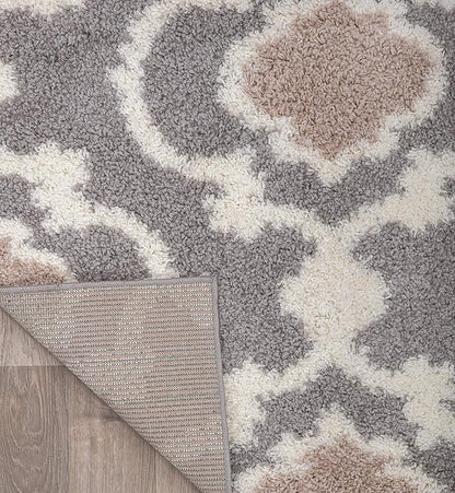 Rugshop Cozy Moroccan Trellis Gray/Cream 3'3" X 5' Indoor Shag Area Rug