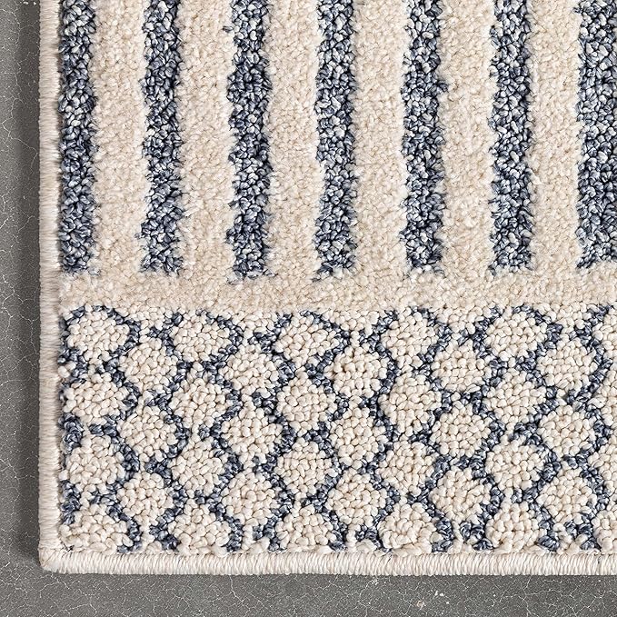 Well Woven Harlow Collection Briar Light Blue - Modern Tribal Minimalist Geometric 8x10 Area Rug - Ideal for Living Room, Dining Room & Bedroom - Durable, Stain Resistant & Easy to Clean