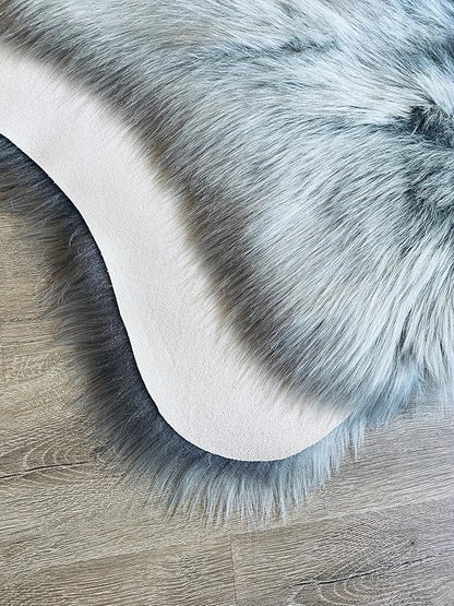 LAMBZY Faux Sheepskin Super Soft Hypoallergenic Silky Shag Rug for Living Room, Kids Room, Sofa (Single and a Half 2'x4'6", Grey)
