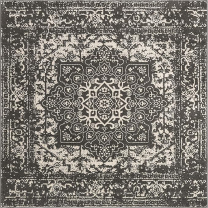 Rugs.com Arlington Collection Rug – 8 Ft Square Dark Grey Medium-Pile Rug Perfect for Living Rooms, Kitchens, Entryways