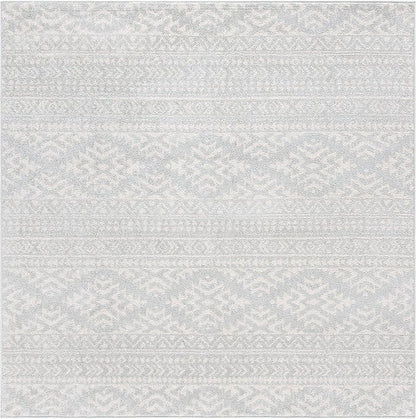 SAFAVIEH Tulum Collection Area Rug - 6'7" Square, Light Grey & Ivory, Moroccan Boho Tribal Design, Non-Shedding & Easy to Clean, Ideal for Living Room, Bedroom, Dining Space (TUL272F)
