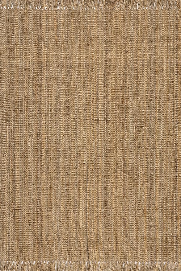 Nuloom Daniela Natural, 5' x 8' Oval, Handmade, Jute, Tassel, Soft and Textured, High Traffic, Stain Resistant, Easy Clean, Durable Area Rug for Bedroom, Living Room, Dining Space, Foyer, Entryway