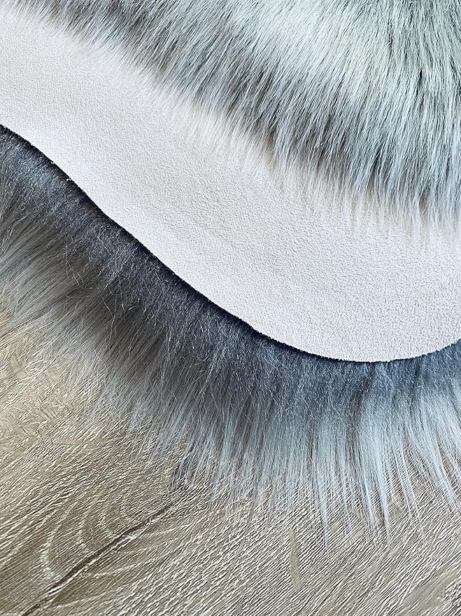 LAMBZY Faux Sheepskin Super Soft Hypoallergenic Silky Shag Rug for Living Room, Kids Room, Sofa (Double Side by Side 3'x4, Grey)