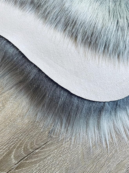 LAMBZY Faux Sheepskin Super Soft Hypoallergenic Silky Shag Rug for Living Room, Kids Room, Sofa (Sexto 6 Pelts 6'x6', Grey)