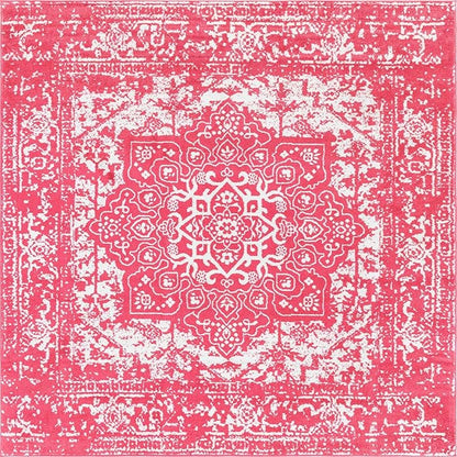 Rugs.com Arlington Collection Rug – 8 Ft Square Pink Medium-Pile Rug Perfect for Living Rooms, Kitchens, Entryways