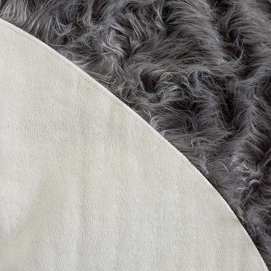 SAFAVIEH Faux Sheep Skin Collection 3' x 5' Grey FSS115D Silken Glam 2.35-inch Thick Area Rug