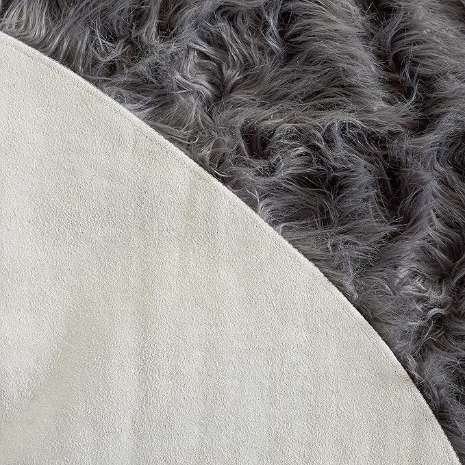 SAFAVIEH Faux Sheep Skin Collection 4' x 6' Grey FSS115D Silken Glam 2.35-inch Thick Area Rug