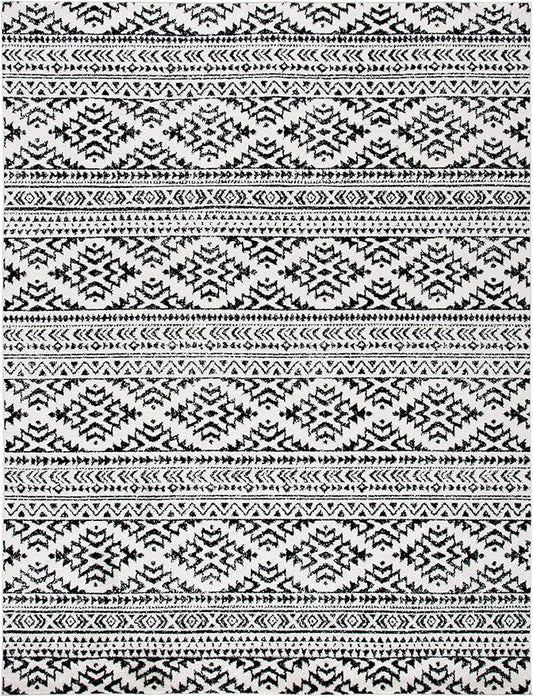 SAFAVIEH Area Rug 12x18 - Tulum Collection - Large - Ivory & Black, Moroccan Boho Tribal Design, Non-Shedding & Easy to Clean, Ideal for Living Room, Bedroom, Dining Space (TUL272B)