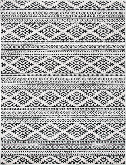 SAFAVIEH Area Rug 8x10 - Tulum Collection - Large - Ivory & Black, Moroccan Boho Tribal Design, Non-Shedding & Easy to Clean, Ideal for Living Room, Bedroom, Dining Space (TUL272B)