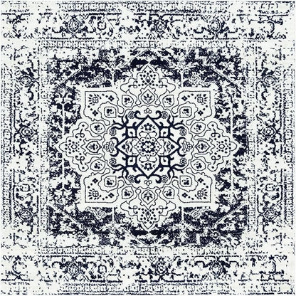 Rugs.com Arlington Collection Rug – 8 Ft Square Blue Medium-Pile Rug Perfect for Living Rooms, Kitchens, Entryways