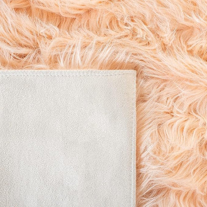 SAFAVIEH Faux Sheep Skin Collection 2' x 3' Light Pink FSS235U Silken Glam 2.35-inch Thick Accent Rug