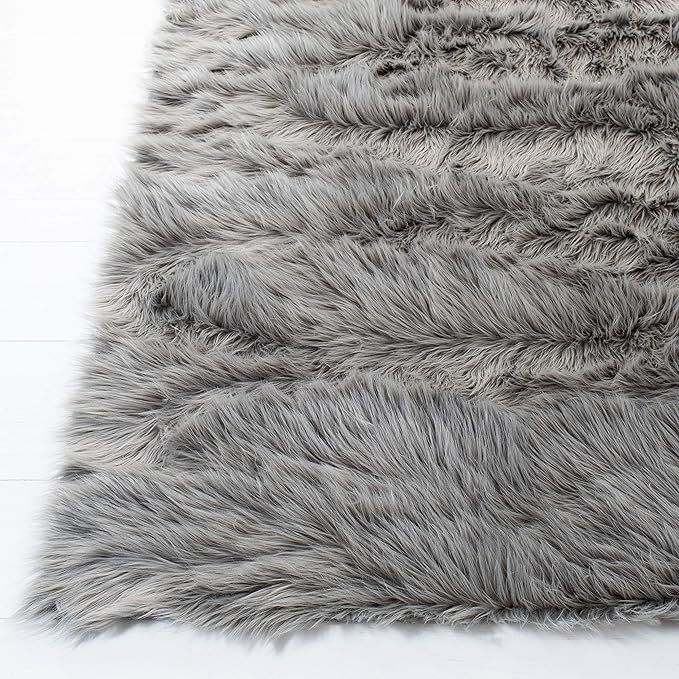 Safavieh Faux Sheep Skin Collection 2' x 3' Grey FSS235D Silken Glam 2.35-inch Thick Accent Rug (Pack of 2)