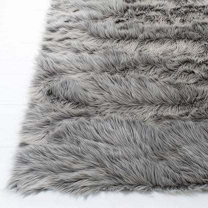 Safavieh Faux Sheep Skin Collection 2' x 3' Grey FSS235D Silken Glam 2.35-inch Thick Accent Rug (Pack of 2)