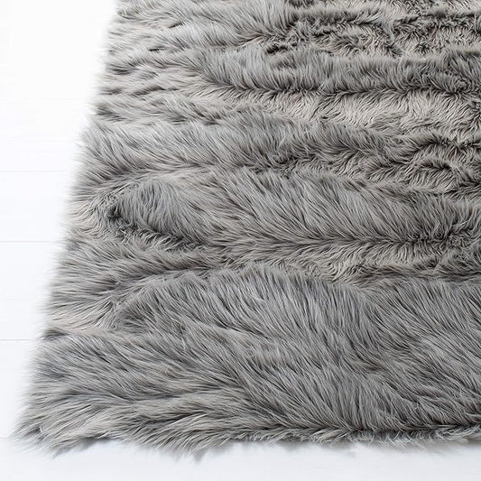 Safavieh Faux Sheep Skin Collection 2' x 3' Grey FSS235D Silken Glam 2.35-inch Thick Accent Rug (Pack of 2)