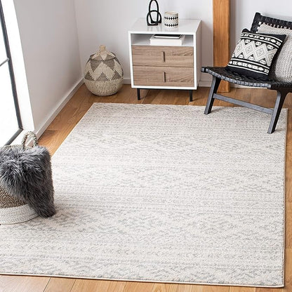 SAFAVIEH Area Rug 3x5 - Tulum Collection - Ivory & Light Grey, Moroccan Boho Tribal Design, Non-Shedding & Easy to Clean, Ideal for Entryway, Foyer, Accent Space, Bedroom (TUL272G)