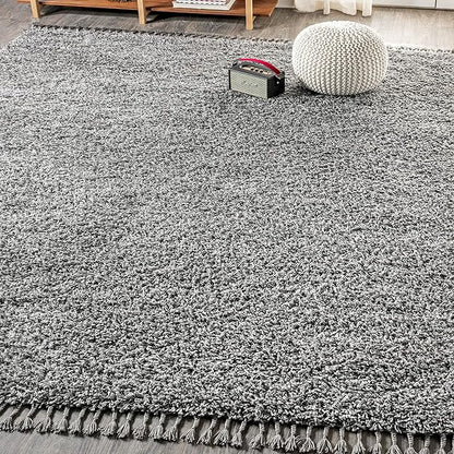 JONATHAN Y Mercer Shag Plush Tassel Charcoal Indoor Area Rug, 5x8, Contemporary, Modern, Easy-Cleaning for Living Room, Bedroom, Kitchen, Pet Friendly, Non-Shedding (MCR100B-5)