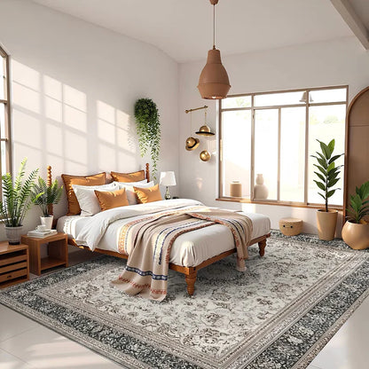 RAKKS Retro Style Rugs for Bedroom Large Area Living Room Decoration Anti-slip Carpet Washable Lounge Floor Mat Home Soft Rug
