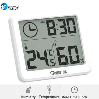 Digital Clock Desk Clock with Temperature Humidity  Wall Clocks for  Home Kitchen Office Desk Decorations NIDITON