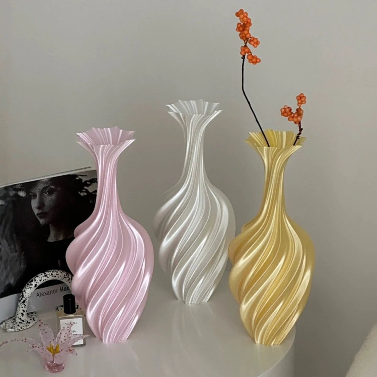 1PC Abstraction Plastic Vase For Home Living Room Office Flower Arrangement Decoration Crafts Wedding Table Centerpiece Vase