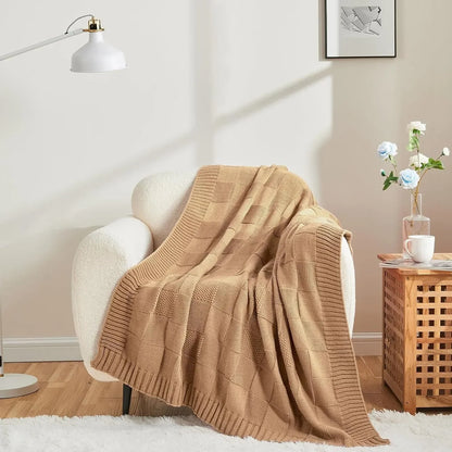 Bohemian New Waffle Sofa Knitted Blanket Cover Plane Office Nap Camping Leisure Soft Blanket Green Shawl Blanket Small Bed Cover
