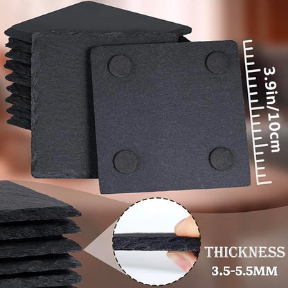 Natural Slate Coasters, Slate Drink Coasters, Square Drink Coasters, Round Black Stone Coasters, for Home, Cafe Decor.
