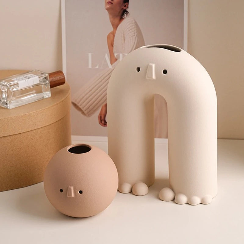 Abstract Vases Ceramics Decoration Flower Vase Aesthetic Art Vases Living Room Elegant Flowers Bottle Cute Minimalist Decor