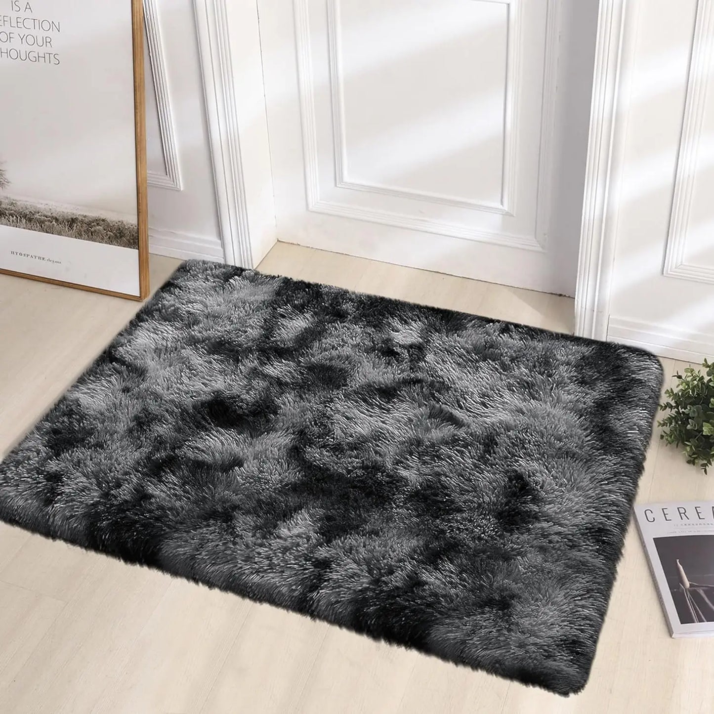 VIKAMA Silk Wool Rugs Children's Room Living Room Bedroom Tie-Dye Non-Slip Washable Machine Washable Carpet Mats