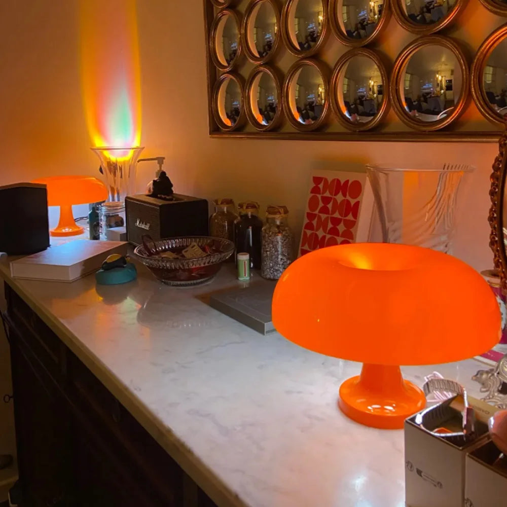 LED Mushroom table lamp minimalist modern bedroom bedside lamp Danish designer orange decorative table lamp