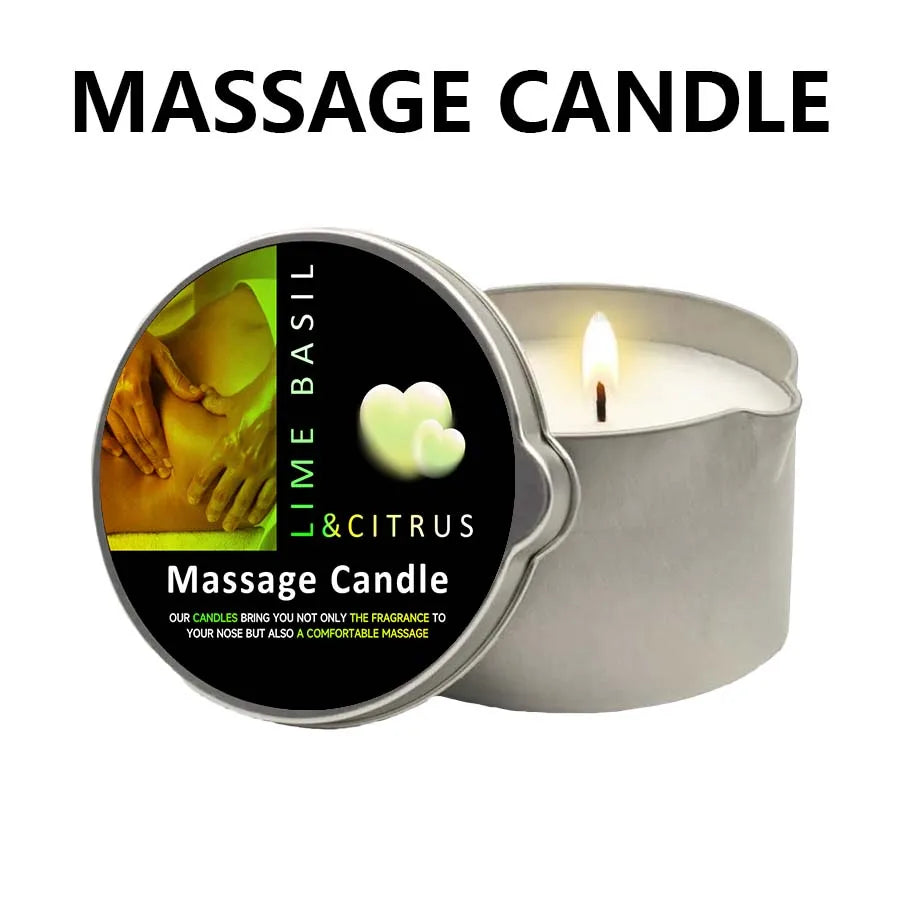 Massage Candle -Essential Oil- Six different scents , 1oz/2oz Melts into Warm Massage Oil - Sensual Massage Candle, Pour Spout